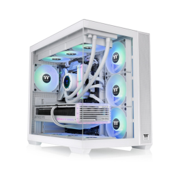 GABINETE THERMALTAKE VIEW 380 MID-TOWER TG X2 FAN ARGB X4 SNOW WHITE