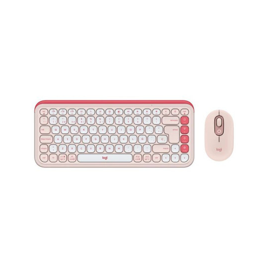 COMBO WIERELESS TECLADO Y MOUSE LOGITECH POP ICON ROSA 920-013053