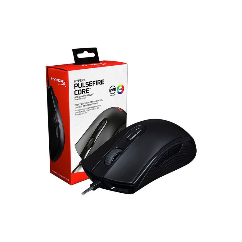 MOUSE HYPERX PULSEFIRE CORE BLACK RGB GAMING 6200DPI