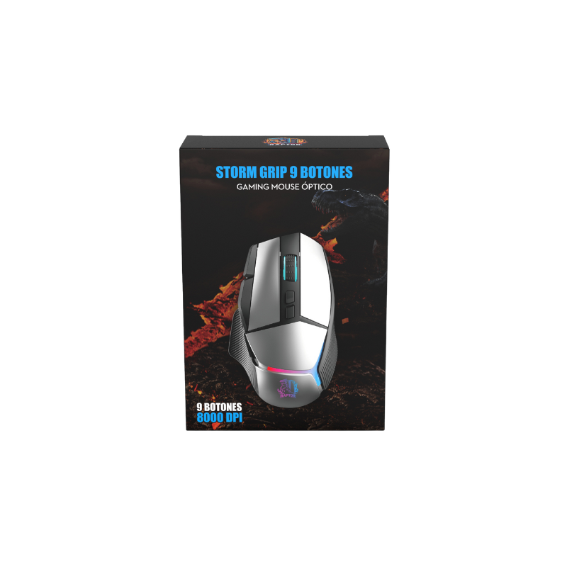 MOUSE GAMER RAPTOR STORM GRIP 9 BOTONES 8000DPI RETROILUMINADO