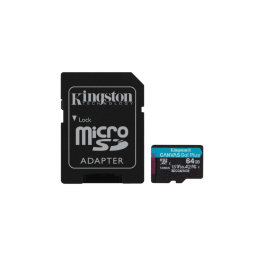 MicroSD KINGSTON 64GB c/Adap Canvas GO! Plus Gen4 (4K Camara-Drones)