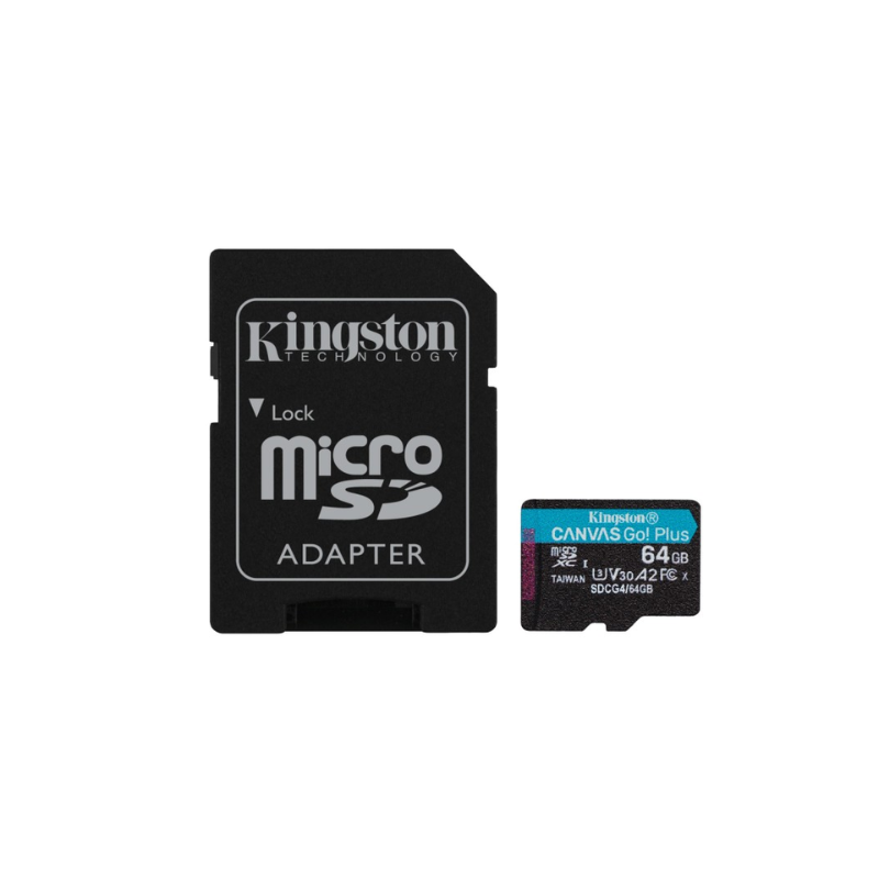 MicroSD KINGSTON 64GB c/Adap Canvas GO! Plus Gen4 (4K Camara-Drones)