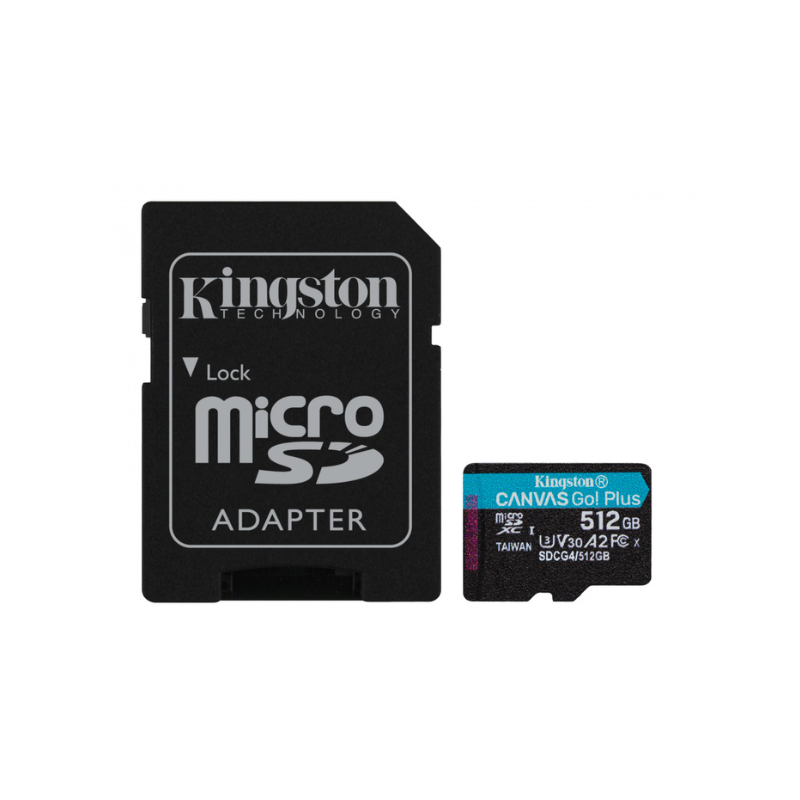 MicroSD KINGSTON 512GB c/Adap Canvas GO! Plus Gen4 (4K Camara-Drones)