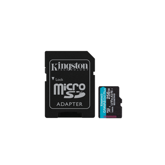 MicroSD KINGSTON 256GB c/Adap Canvas GO! Plus Gen4 (4K Camara-Drones)