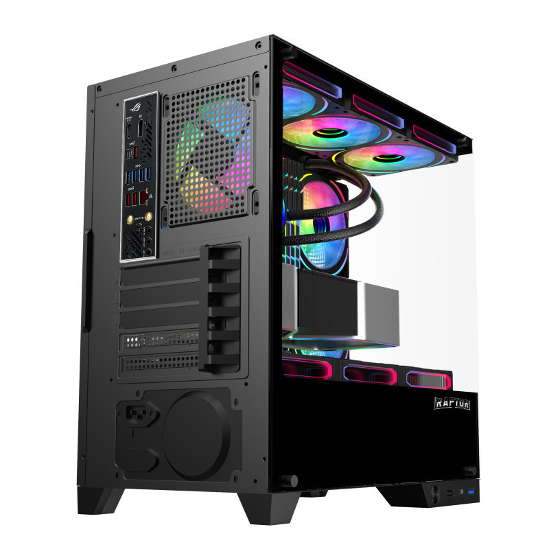 GABINETE RAPTOR NOVA PRIME TG X2 MID-TOWER RGB FAN X3 BLACK