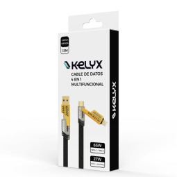 Cable Kelyx USB 4 en 1 - Type C / USB 3.0 / Lightning 1.5mts