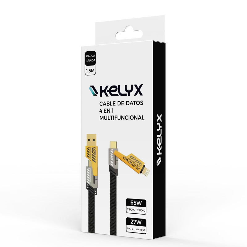 Cable Kelyx USB 4 en 1 - Type C / USB 3.0 / Lightning 1.5mts