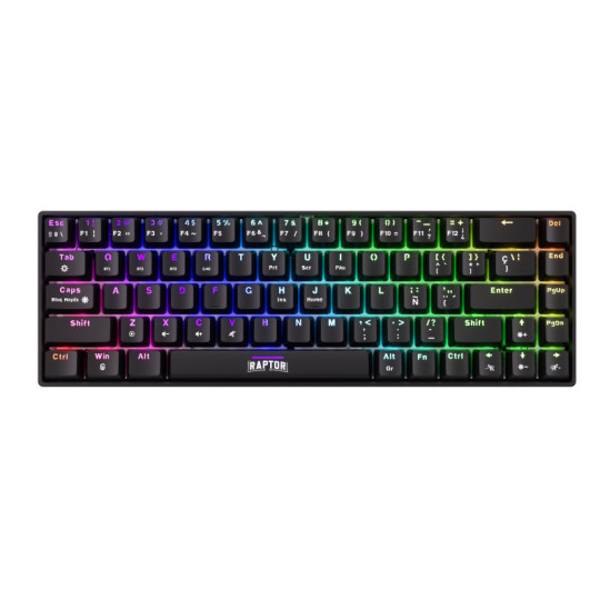 Teclado Raptor Fireclaw M68 Wireless Mecanico Retroiluminado Red Outemu