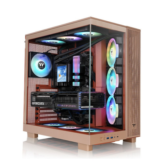 GABINETE THERMALTAKE VIEW 380 XL MID-TOWER TG X2 FAN ARGB X1 REVERSE FAN X3 GRAVEL SAND