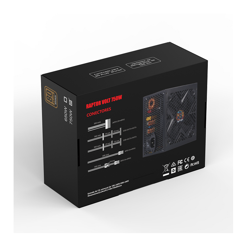 Fuente Raptor Volt 750W 80 Plus Bronze