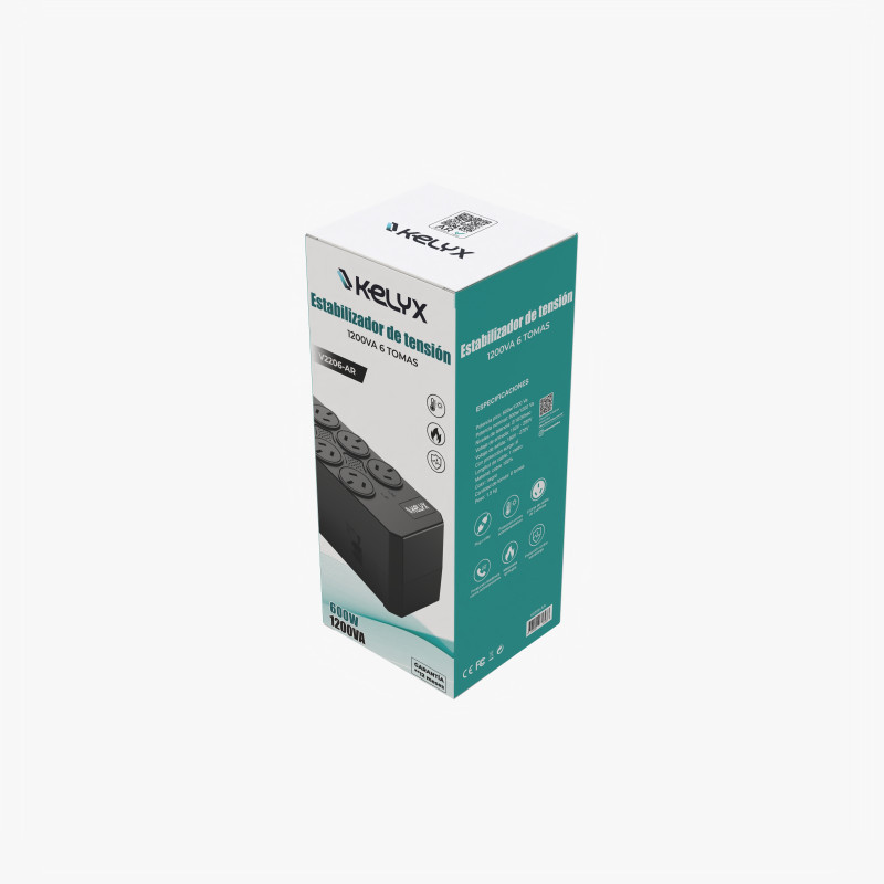 Estabilizador Kelyx 6 tomas Max. 600W 150-270V Surge Protection 1mt