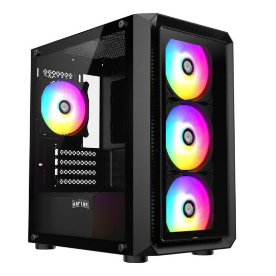 Gabinete Raptor Infinity Glass TG x2 Mid-Tower RGB Fan x4