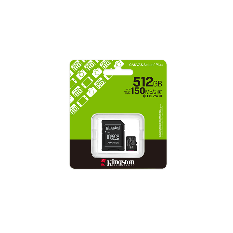 Tarjeta MicroSD KINGSTON 512GB c/Adap Gen3 150MB/s Canvas S Plus CL10