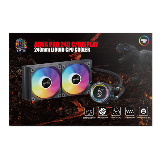 Water Cooling Raptor Aqua Pro 240 Display 2x CPU Cooler 240mm Negro