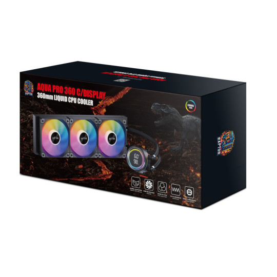 Water Cooling Raptor Aqua Pro 360 Display 3x CPU Cooler 360mm Negro