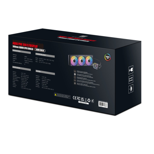 Water Cooling Raptor Aqua Pro 360 Display 3x CPU Cooler 360mm Negro