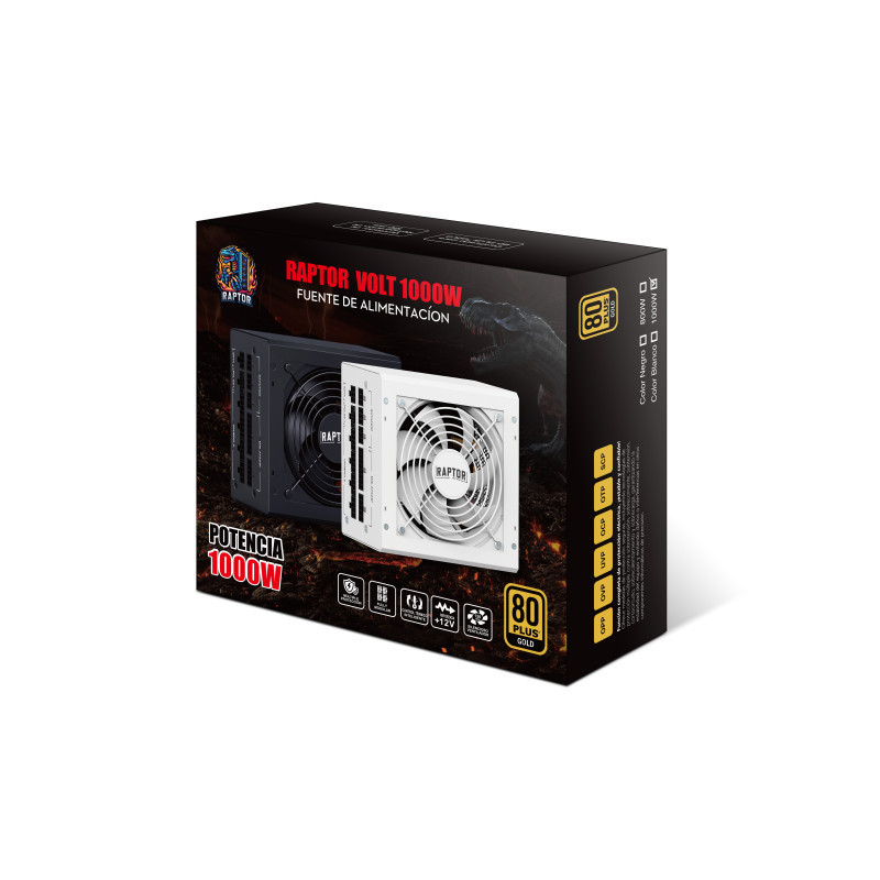 Fuente Raptor Volt 1000W 80 Plus Gold Full Modular PCIe 5.1 Negra