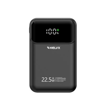 Power Bank Kelyx Mini 10000 mHa Type-C+USB+Lightning Fast Charge 22.5W Black