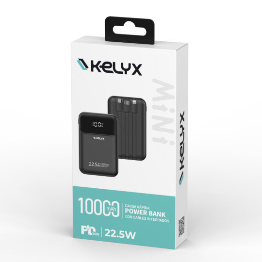 Power Bank Kelyx Mini 10000 mHa Type-C+USB+Lightning Fast Charge 22.5W Black