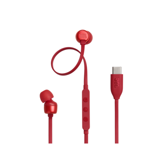 AURICULAR JBL T310C CABLEADO USB C ROJO