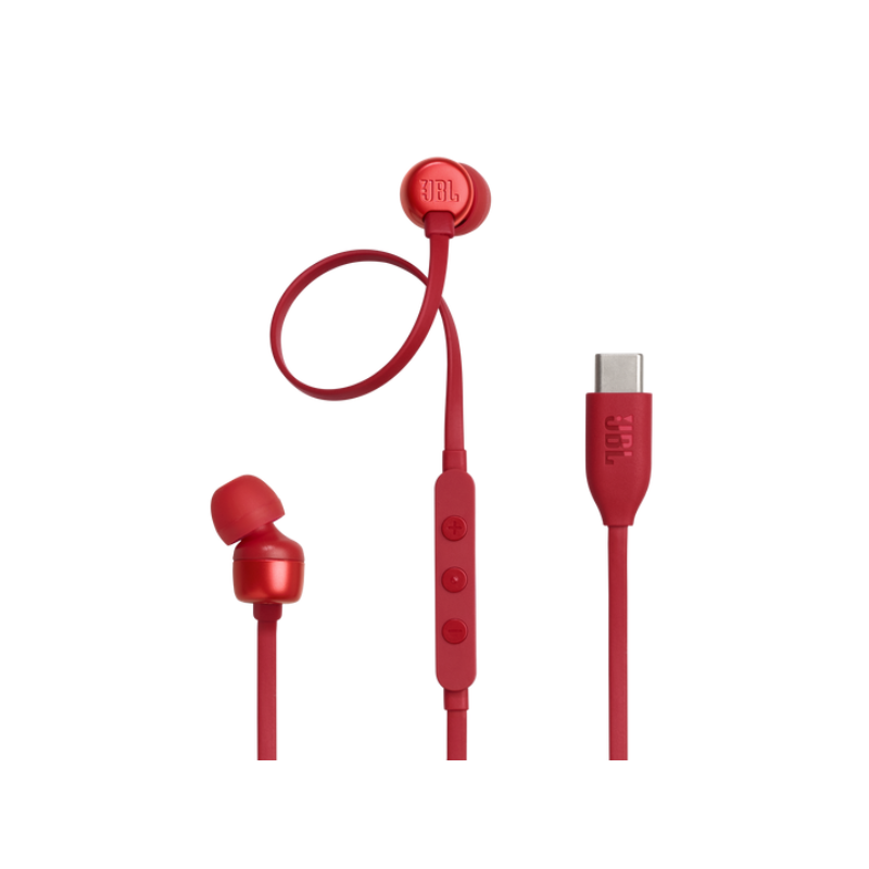 AURICULAR JBL T310C CABLEADO USB C ROJO