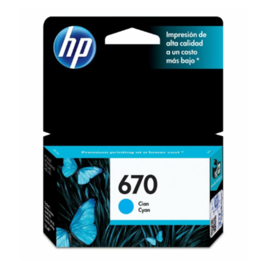 Cartucho HP 670 CYAN  INK Cartucho CZ114AL