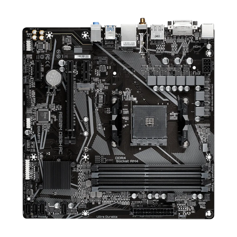 Motherboard Gigabyte A520M DS3H AC DDR4 AM4 Serie 3000/4000/5000