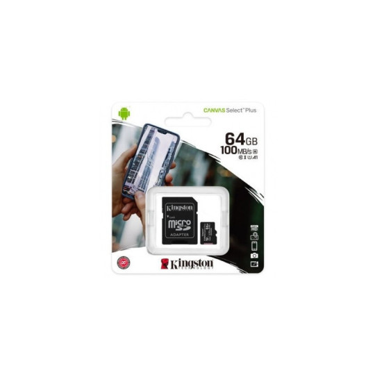 TARJETA MICRO SDXC 64GB CANVAS SELECT PLUS C/ADAPTADOR KINGSTON
