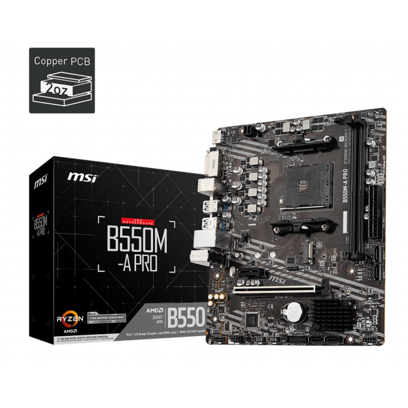 MOTHERBOARD MSI B550M-A PRO AM4 DDR4 (3ra y 5ta Gen)
