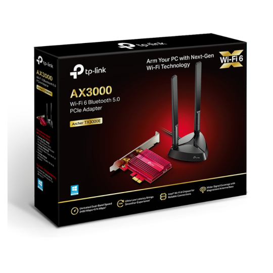 ARCHER TX3000E TP LINK  P.REDW Y BT PCIX AX3000 2 ANT EXT C/BASE