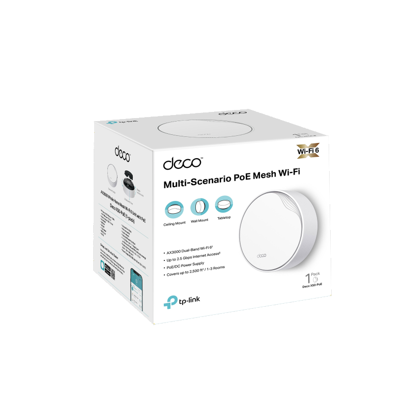 ACCESS POINT DECO X50 POE PACK DE 1 MESH TP LINK AX3000 WIFI GIGABIT