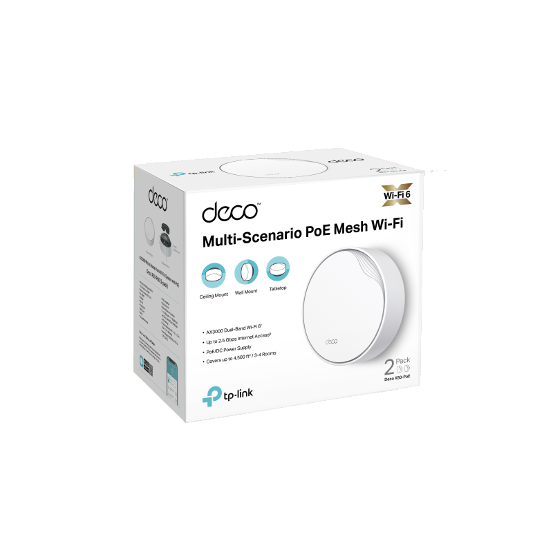 ACCESS POINT DECO X50 POE PACK DE 2 MESH TP LINK AX3000 WIFI GIGABIT